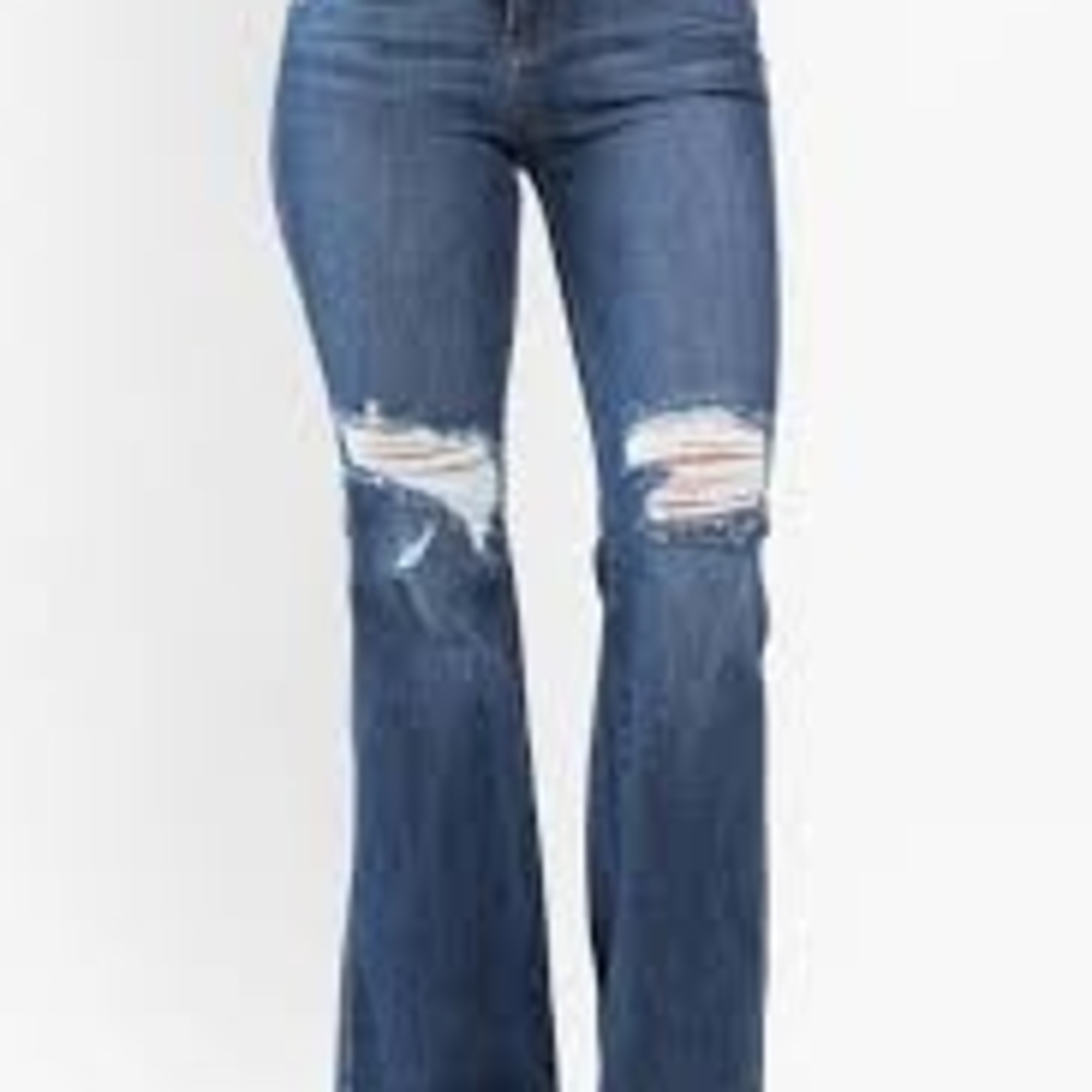 Judy Blue Medium Wash Distressed Flare Jeans